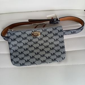 Micheal Kors NWT MK Signature blue grey Belt Bag Fanny Pack 5 X 8